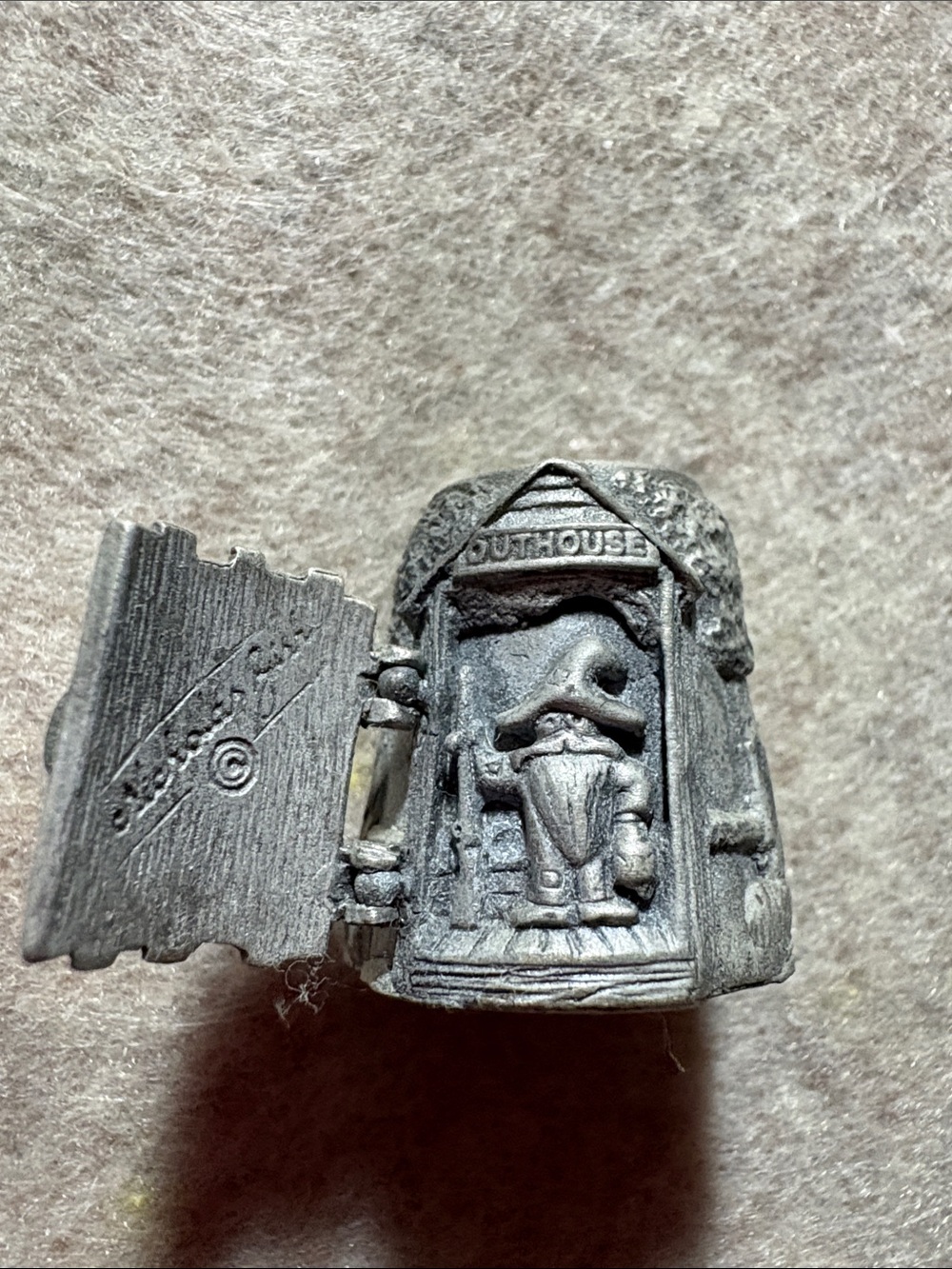 Handcrafted Gray Pewter Outhouse Gnome'